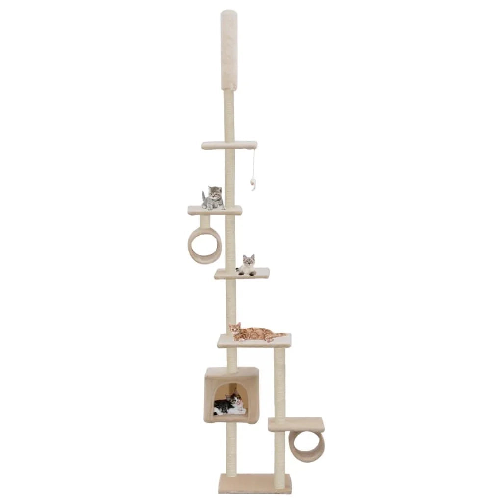 Tiragraffi albero per gatti cuccia per gatti giocattolo peluche sisal 260 cm beige 3702117