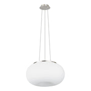 Lampadario A Sospensione Contemporaneo Optica Acciaio Nichel Vetro 2 Luci E27
