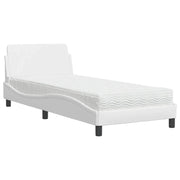 Letto singolo | Letto per adulti | Letto con Materasso Dover Bianco 90x190 cm in Similpelle