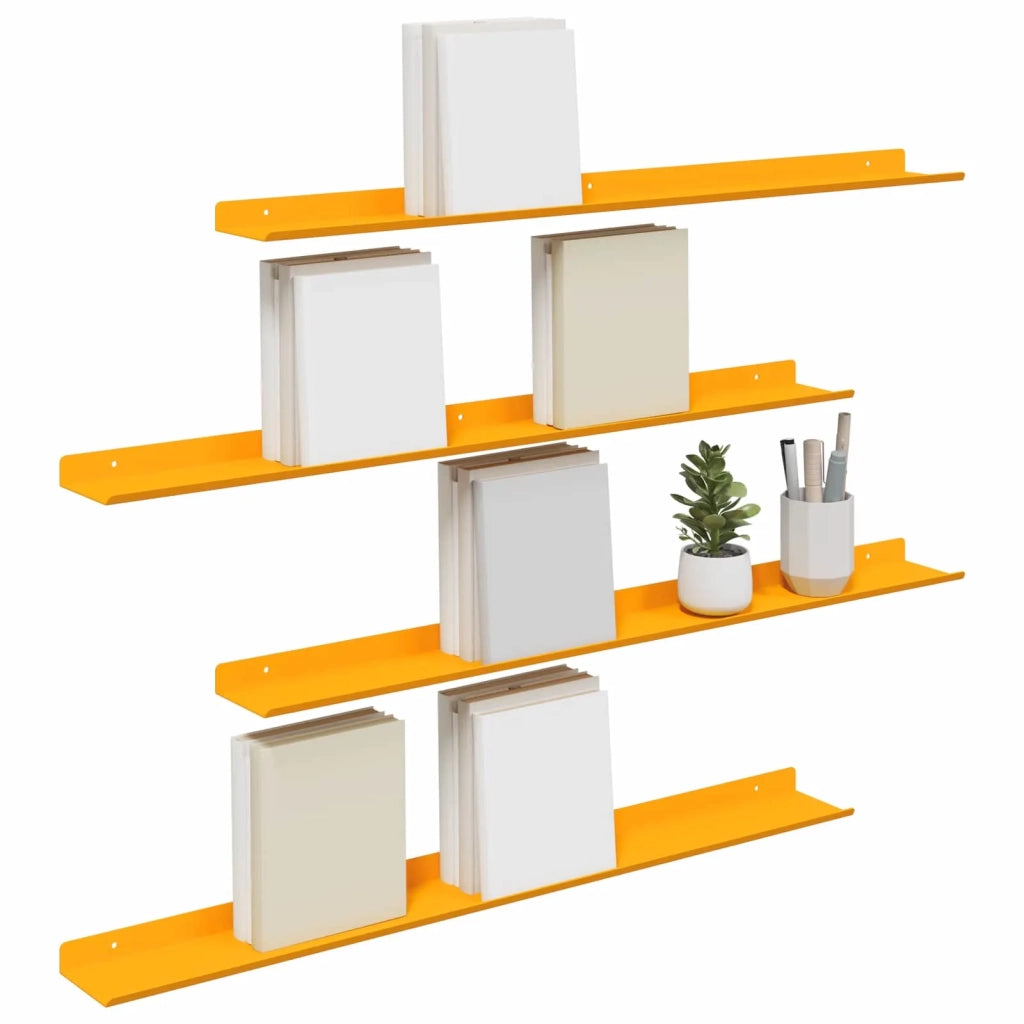 Mensola sospesa 4 pcs Giallo senape 80 x 9 x 2,5 cm Acciaio 8003979