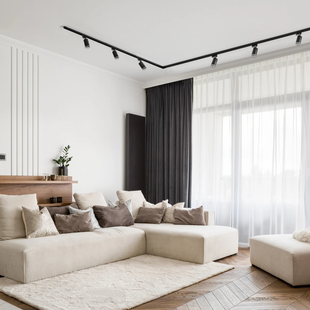 Kit binario PARIS Polux nero 6 faretti GU10 2x1m connettori