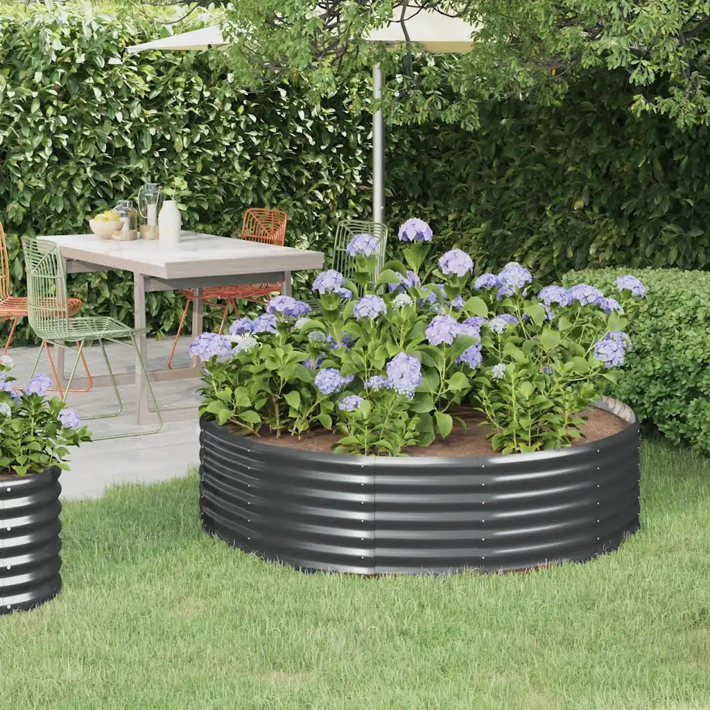 Fioriere | Cassetta per fiori | Letto da Giardino in Acciaio Zincato 140x140x36 cm Antracite