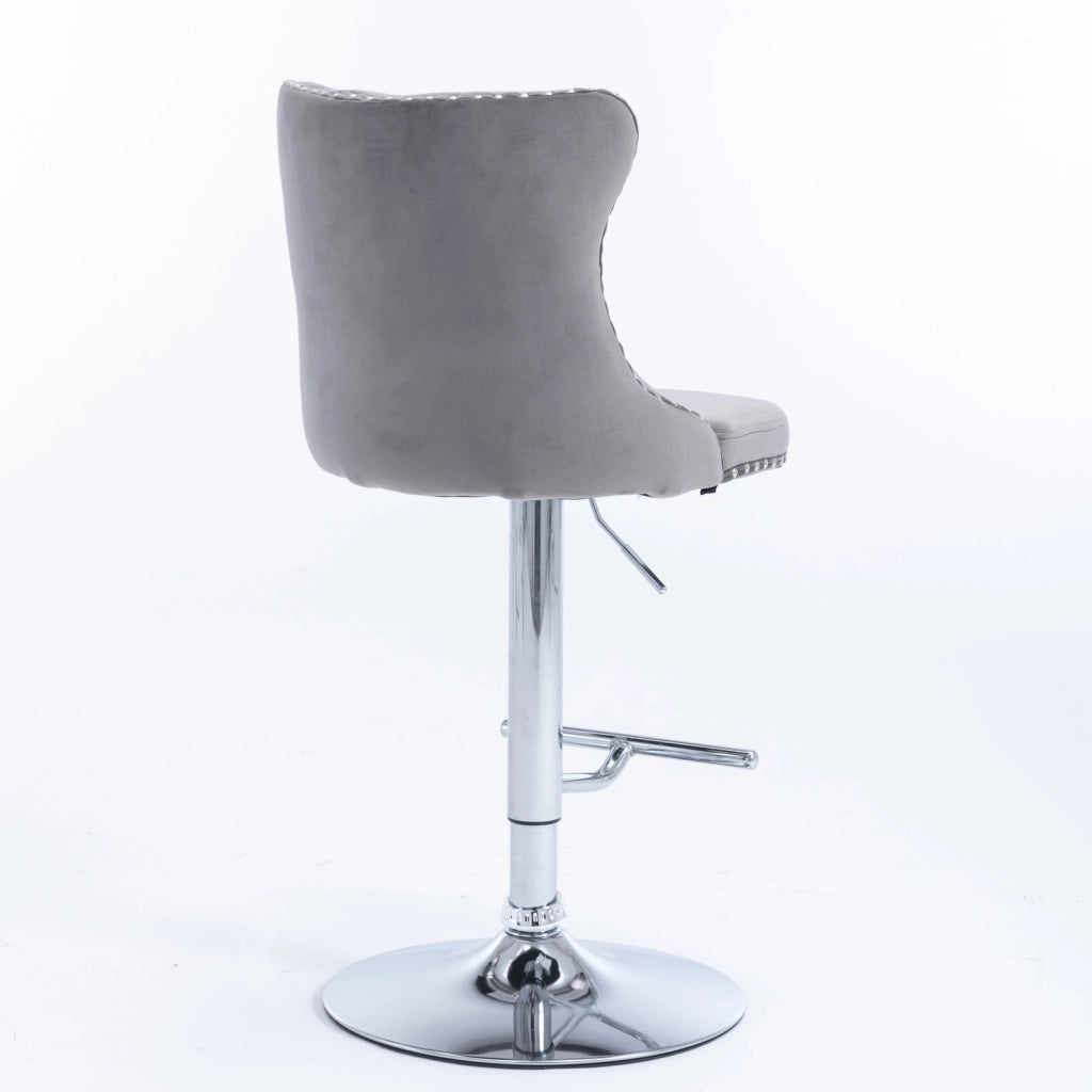 Sgabelli da bar girevoli in velluto con altezza della seduta regolabile da 63,5 a 84 cm, base cromata, schienale imbottito e confortevole, ideali per