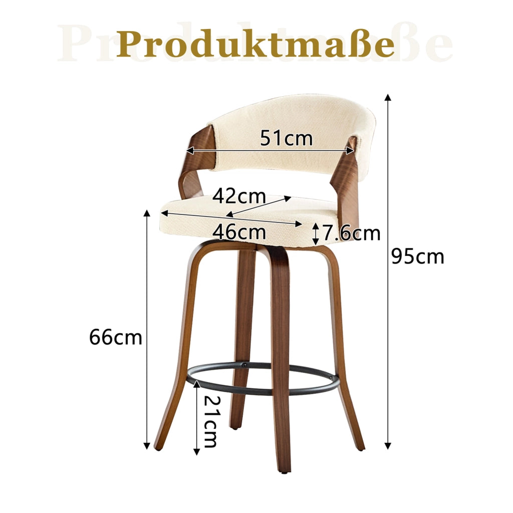SGABELLO DA BAR Set da 2 pezzi 95 cm Bianco in tessuto e legno