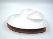 Vassoio Antipastiera in Ceramica Base in Legno Doppio Cuore Sud