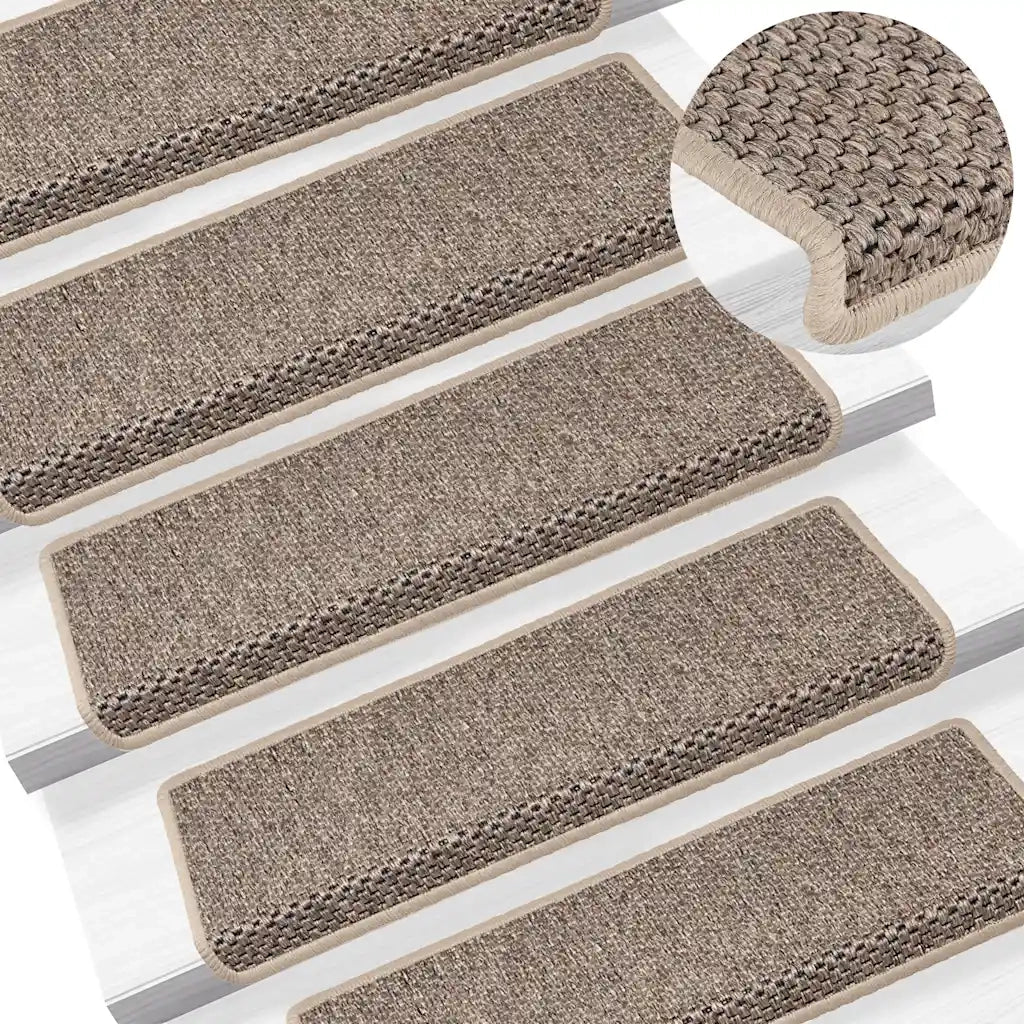 Tappeti Adesivi Scale Aspetto Sisal 15 pz | Gradini per Scale 65x21x4cm Beige Scuro