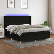 Letto a Molle con Materasso e LED Nero 160x200 cm in Tessuto 3139207