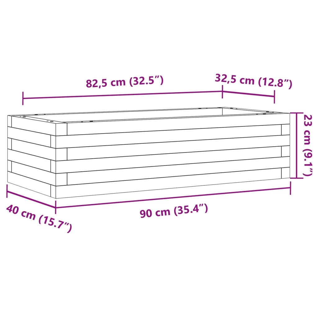 vidaXL Fioriera da Giardino 90x40x23 cm in Legno di Pino Impregnato