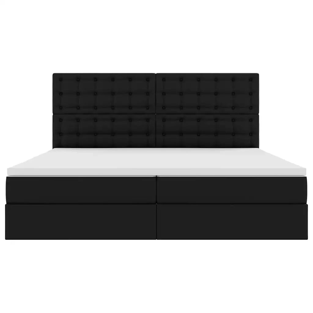 Letto con contenitore e LED Nero 200 x 200 cm Pelle Sintetica