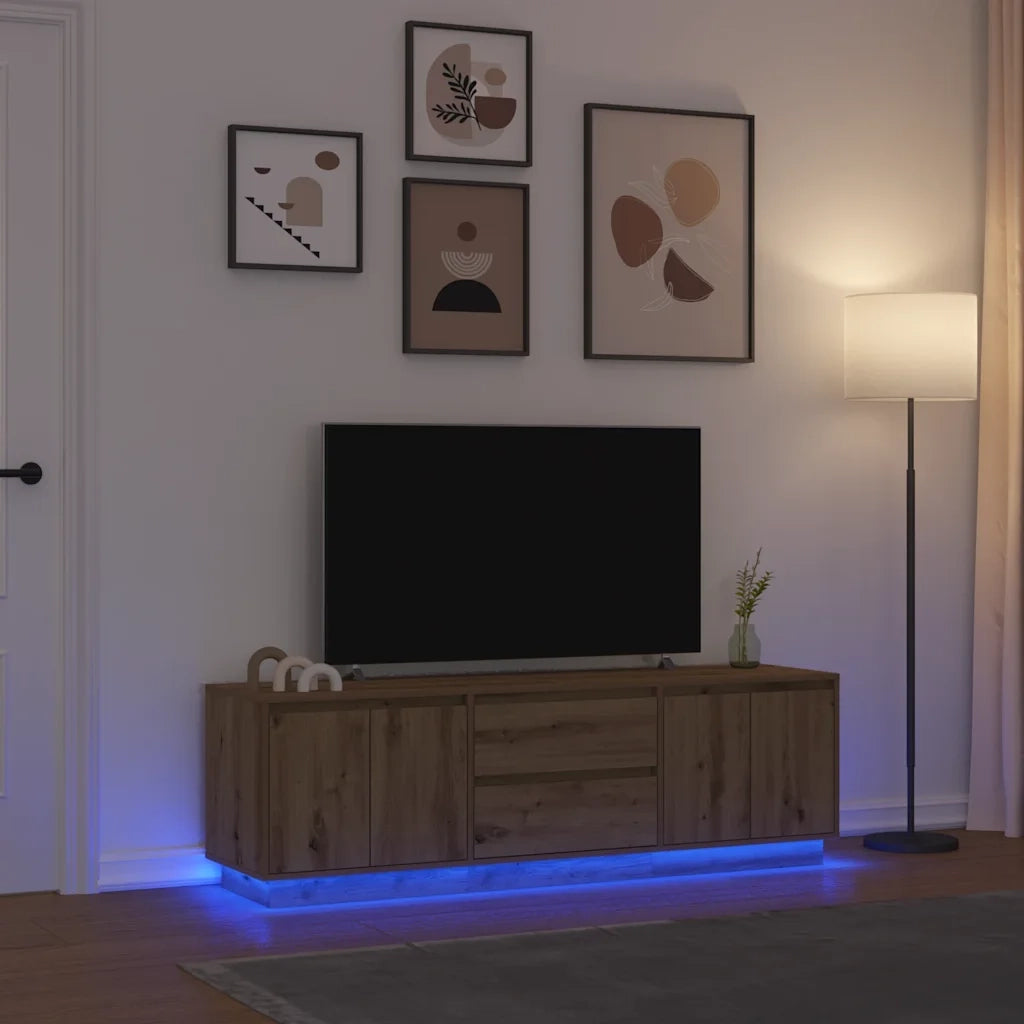 Mobile Porta TV con Luci LED Rovere Artigianale 160,5x41x50 cm 3328434