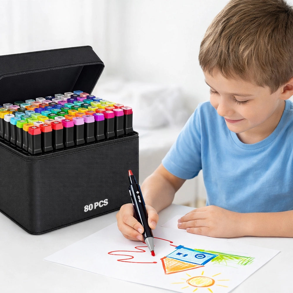 Box 120 Pennarelli Doppia Punta Fine e Grossa Marcatore con Borsa Sketch Artisti