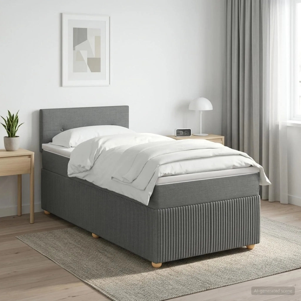 Letto box spring con materasso Grigio Scuro 100 x 200 cm 3451399