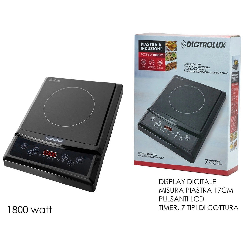 Trade Shop - Piastra A Induzione Elettrica Portatile Compatta 1800w 7 Tipi Di Cottura 8 Livelli Potenza -