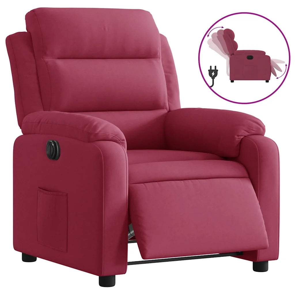 Poltrona Elettrica Reclinabile Rosso Vino in Tessuto 3205075