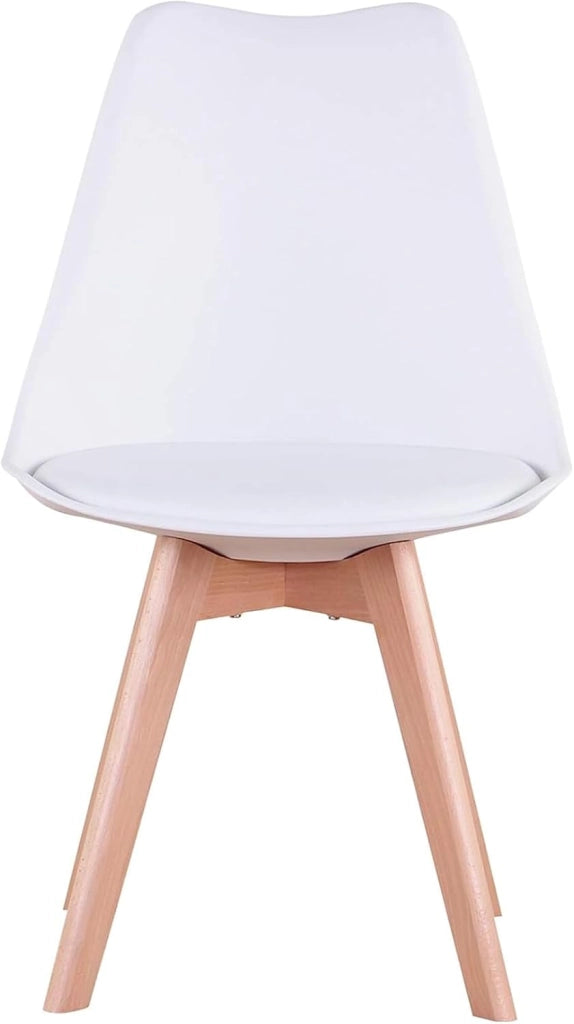 GrandCA HOME Set di 2 Sedie Imbottite per Sala da Pranzo Con Gambe in Legno Massello di Faggio, Adatte per Sala da Pranzo, Soggiorno, Cucina, Camera da Letto, Bianco
