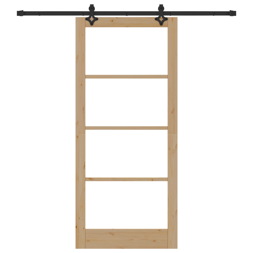 Set di porta scorrevole  con accessori 'ORKDAL'in legno massello e vetro