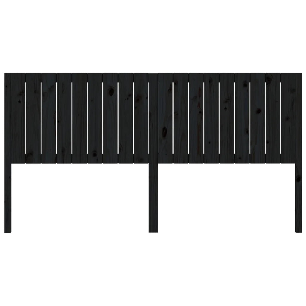 Testiera per Letto Nera 185,5x4x100cm in Legno Massello di Pino