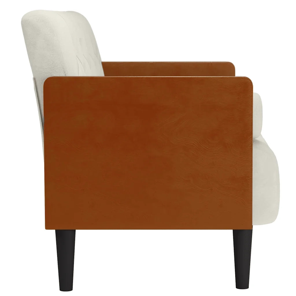 Divano Divanetto con Cuscini Bolster Crema 110 cm Velluto
