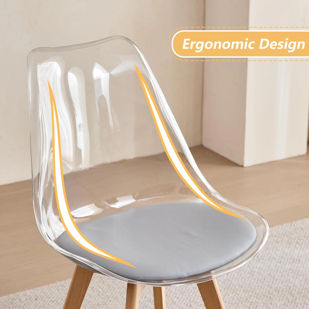 GrandCA HOME Tavolo da Pranzo con 4 Sedie, Tavolo da Pranzo Rotondo da 100 CM, Sedia da Cucina Imbottita Trasparente, Set Tavolo da Pranzo e Sedie (Travertino Giallo + Grigio)