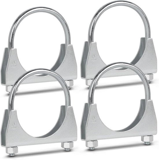 Set di 4 viti di fissaggio per scarico 76 mm - Viti a gomito per la montaggio di scarico con M8 U-bout - Incluso 8 bulloni di serraggio - Per scarico e sistemi di scarico