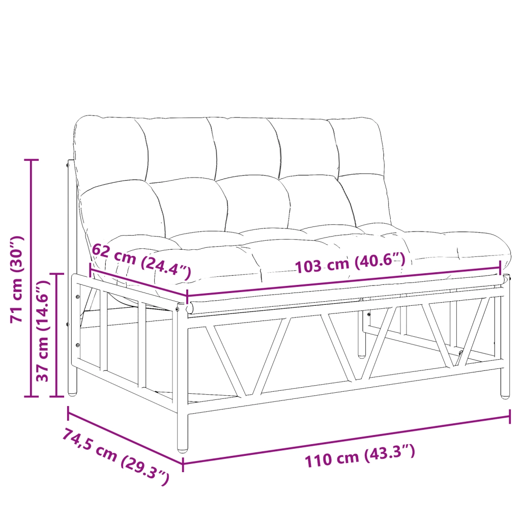 Panca da giardino con cuscino 110x80x71 cm acciaio
