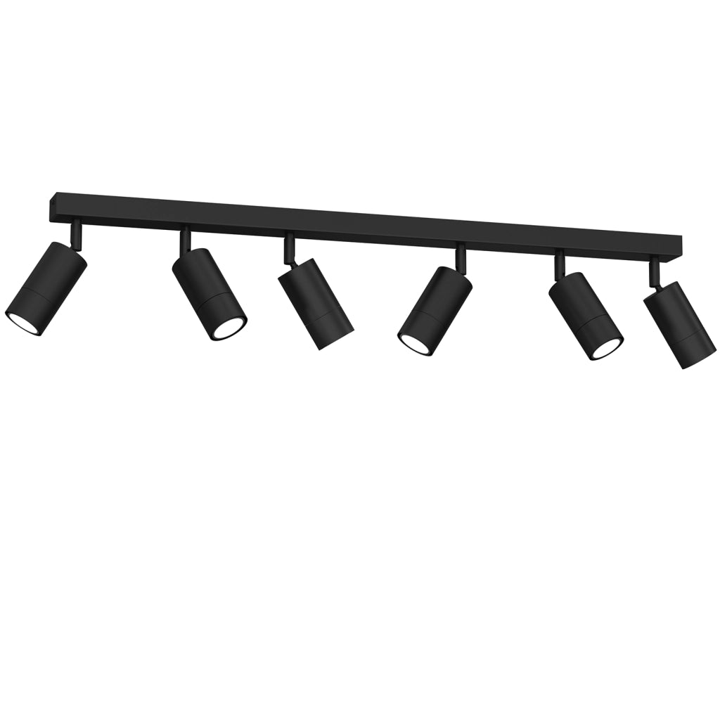 Plafoniera barra 6 faretti orientabili nera GU10 Luminex