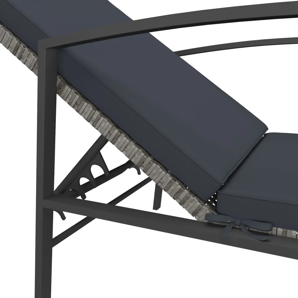 Lettini Prendisole 2 pz con Tavolo in Polyrattan Grigio cod mxl 23248