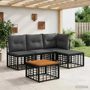 Set di divani da esterno 5 pcs Nero e Grigio scuro Poliestere 3437449