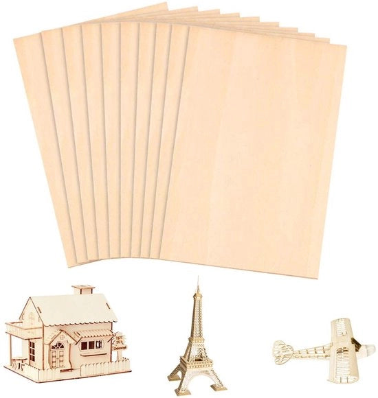 Bastoncini di Balsa 10 pezzi - Legno di Balsa 300 x 200 x 1,5 mm - Multiplex non lavorato - Modellismo - Arte e Artigianato - Leggero e Duraturo