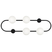 Lampada da parete con 4 luci a forma di globo e paralume in vetro base metallo nero opaco stile moderno