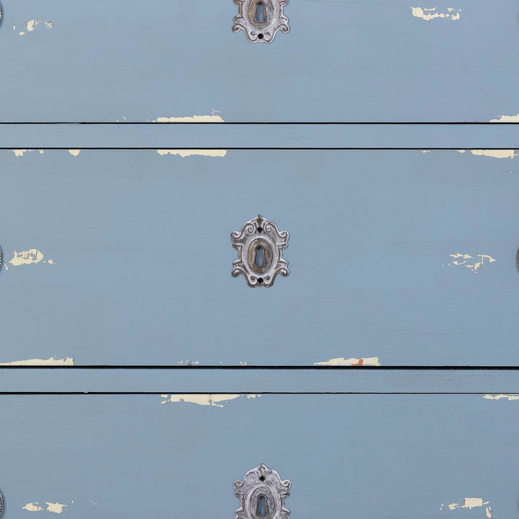 Cassettiera in legno blu con 3 cassetti 92x46x81h cm