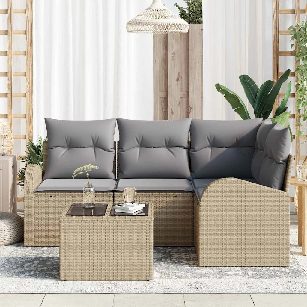 Set Divano da Giardino 5 pcs Beige e grigio chiaro polyrattan 3354699