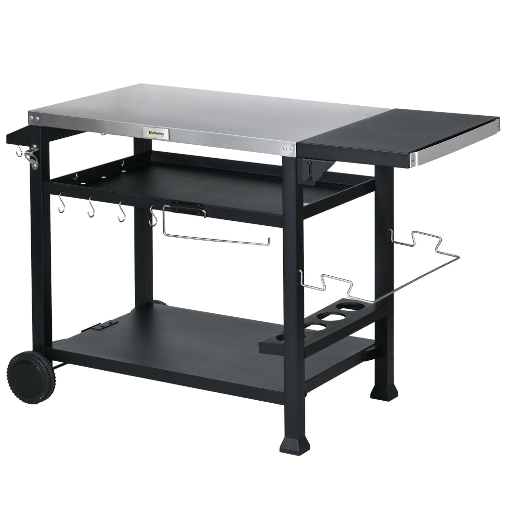 Carrello Barbecue con Accessori ¨C Zephmum ¨C Nero 125x65x84 cm