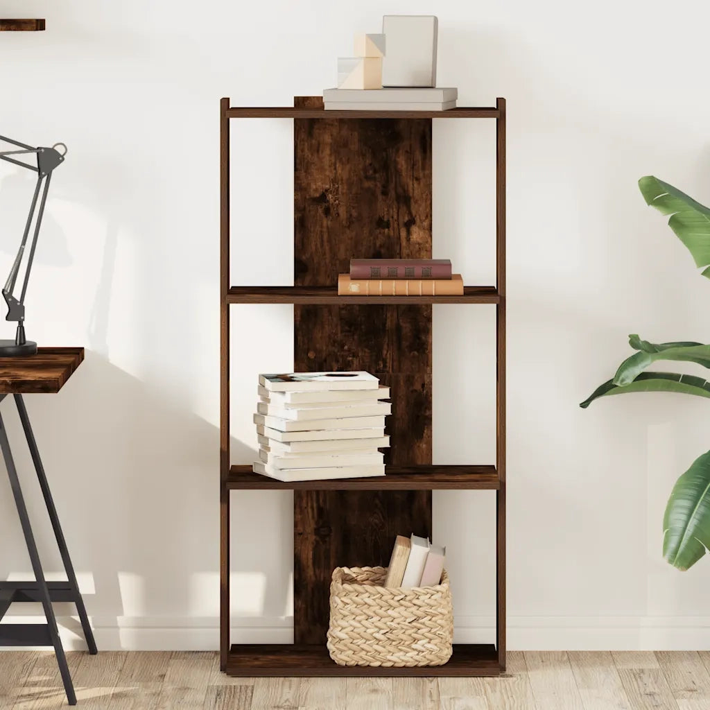 Libreria a 3 Ripiani Rovere Fumo 60x30x120 cm Legno Multistrato 860269