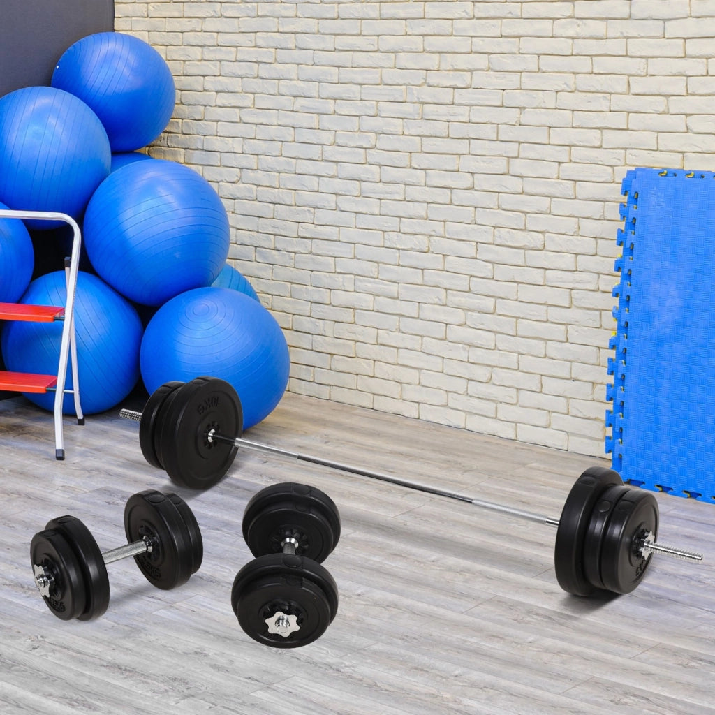 EasyComfort Set Bilanciere e Dischi 65kg con 2 Manubri Pesi, Bilanciere Palestra Manubri con 14 Dischi in Acciaio e Plastica