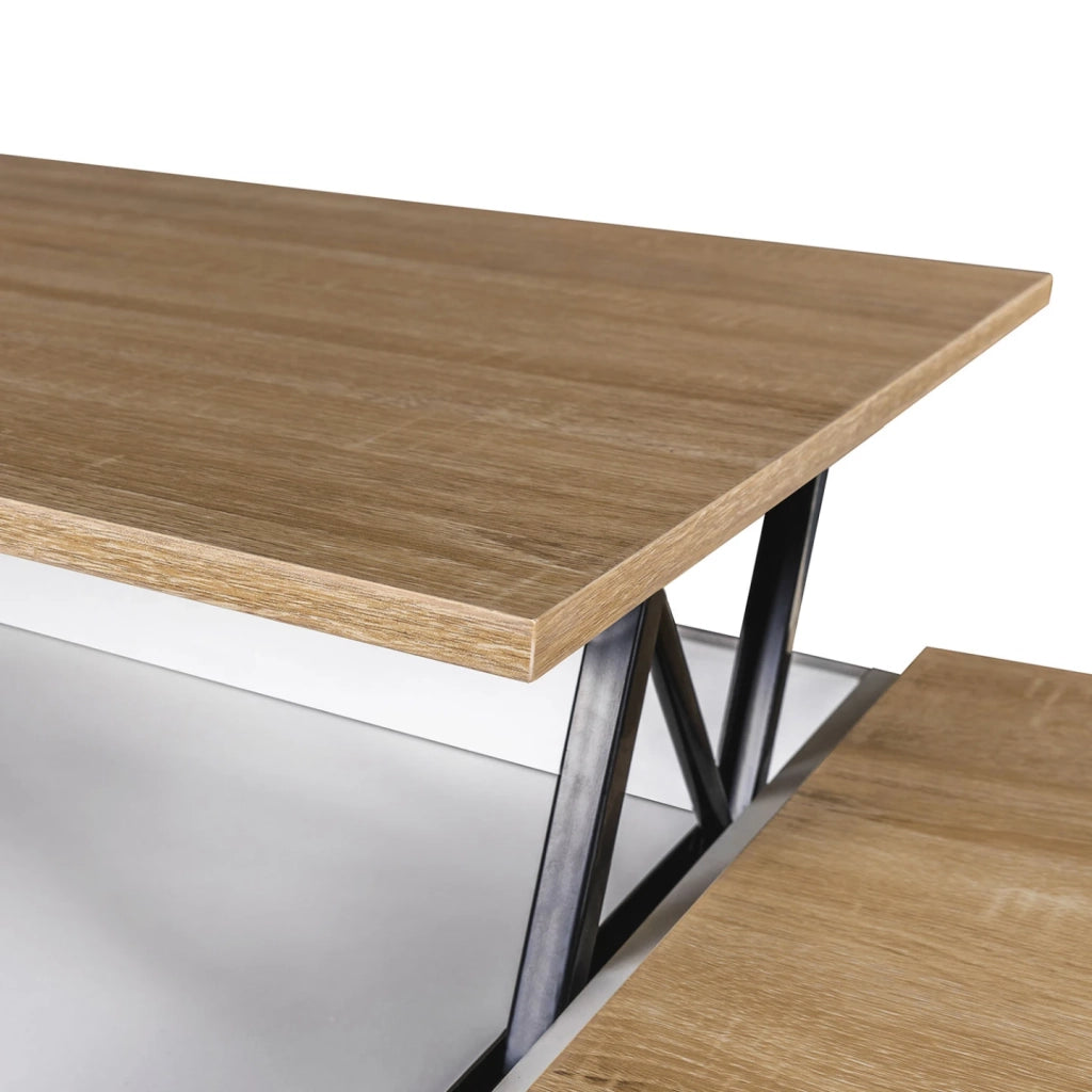 IDMarket - Tavolino ELEA sollevabile con scatola in legno bianco e faggio