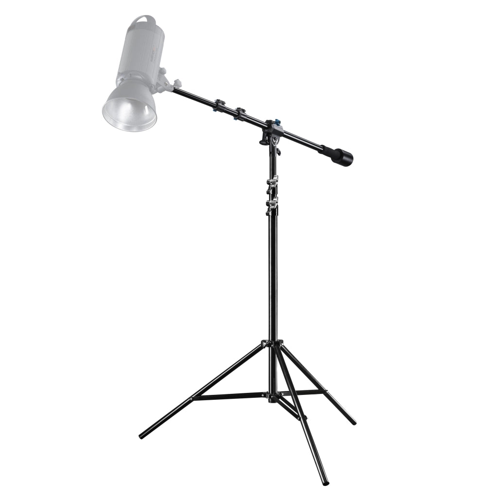 Stativo a giraffa, altezza di lavoro 115-400cm, contrappeso 1,5 kg, braccio estensibile 70-183 cm, Treppeide luce 256 cm, max 6 kg