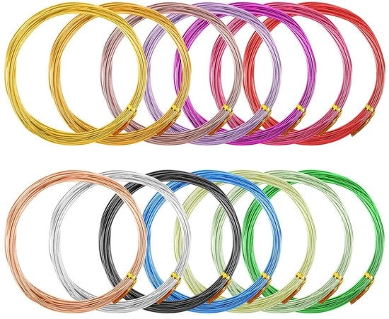 Filato per artigianato 70 metri in 14 colori, filo di alluminio 1 mm per gioielleria e artigianato.