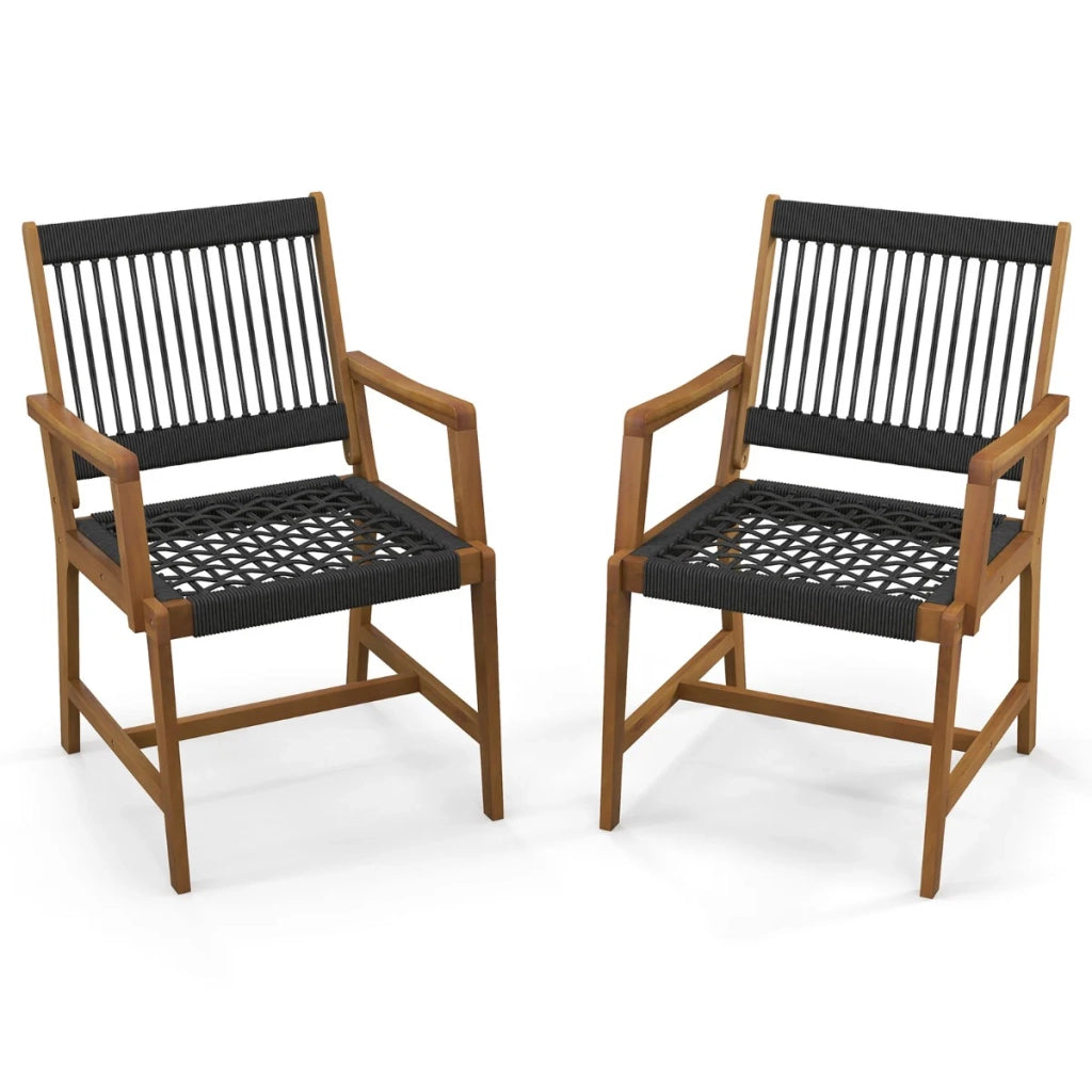 Set di 2 comode poltrone da giardino 64 x 57 x 90 cm con braccioli stile rustico moderno in legno di acacia nero naturale 20_0020084
