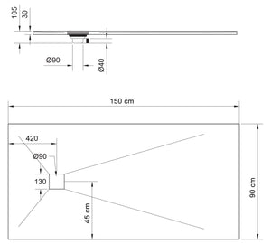 Piatto Doccia in Pietra 80x160 cm Pedrinelli Ardesia Stone Side Bianco