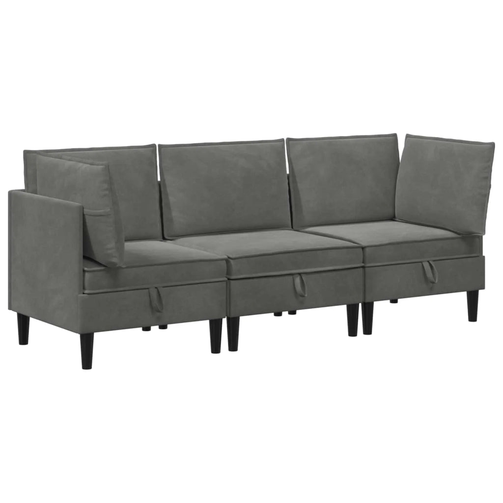 Set di mobili per il soggiorno 3 pcs Grigio Scuro Velluto