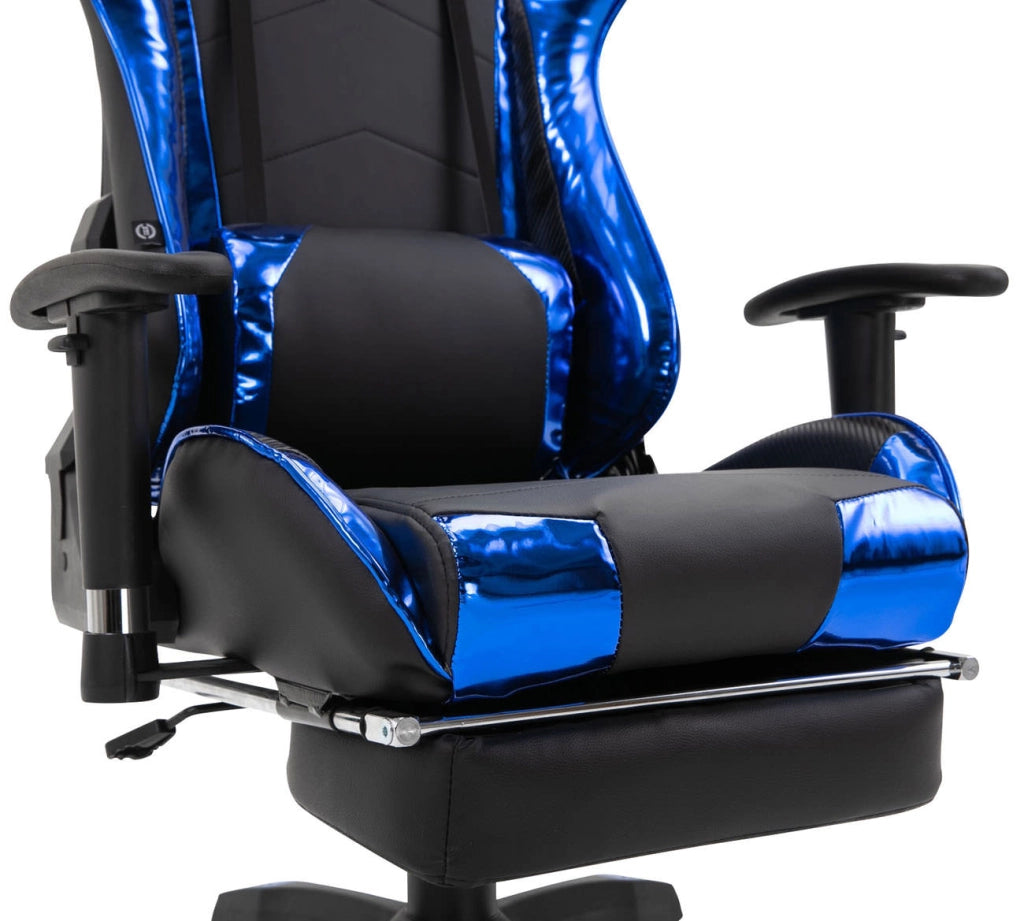 Sedia gaming ufficio Turbo Nero/blu,Finta pelle (metallizzata)