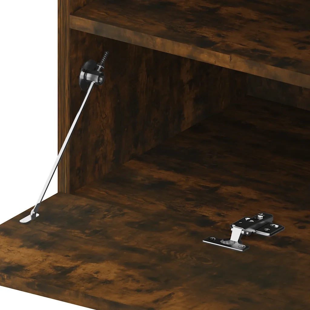 Mobile TV con Luci LED 2pz | Armadietto TV | Mobile Porta TV Rovere Fumo 75x35x40 cm