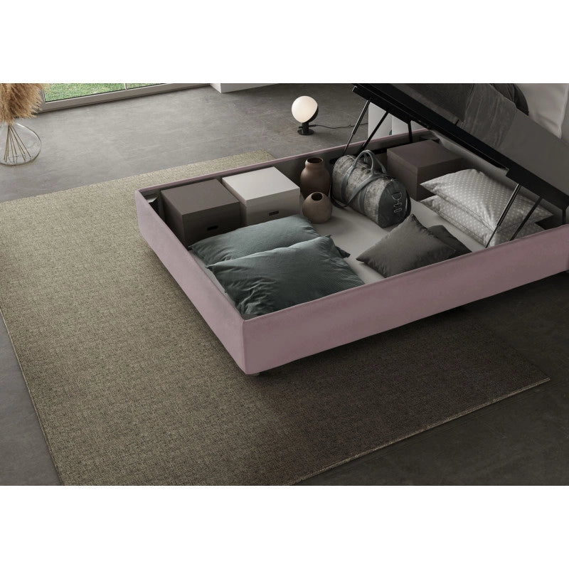 Letto imbottito Piazza e mezzo 110x200 cm Large - Contenitore,Glicine,Microfibra