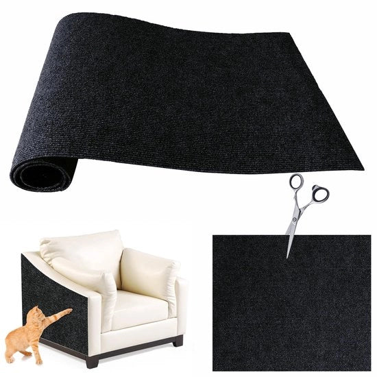 Krabmat autoadesivo per gatti da 100 x 30 cm, protezione contro graffi su divano, pannelli di gatto in autoadesivo, parete di gatto per gatti, protezione per divani, tappeti e protezione per divani (nero, 100 x 30 cm)