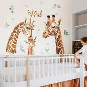 Decoração Muro Safari Giraffa e Foglie per Camera da Bambino