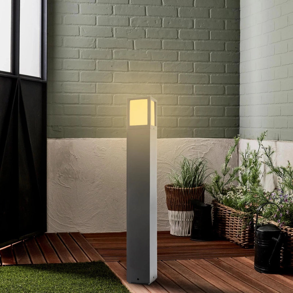 FACADO II ANGULAR Lampione da giardino lampada LED E27 IP65 palo luminoso moderno luce esterni sentiero viale 230V 65cm Grigio scuro diffusore opaco