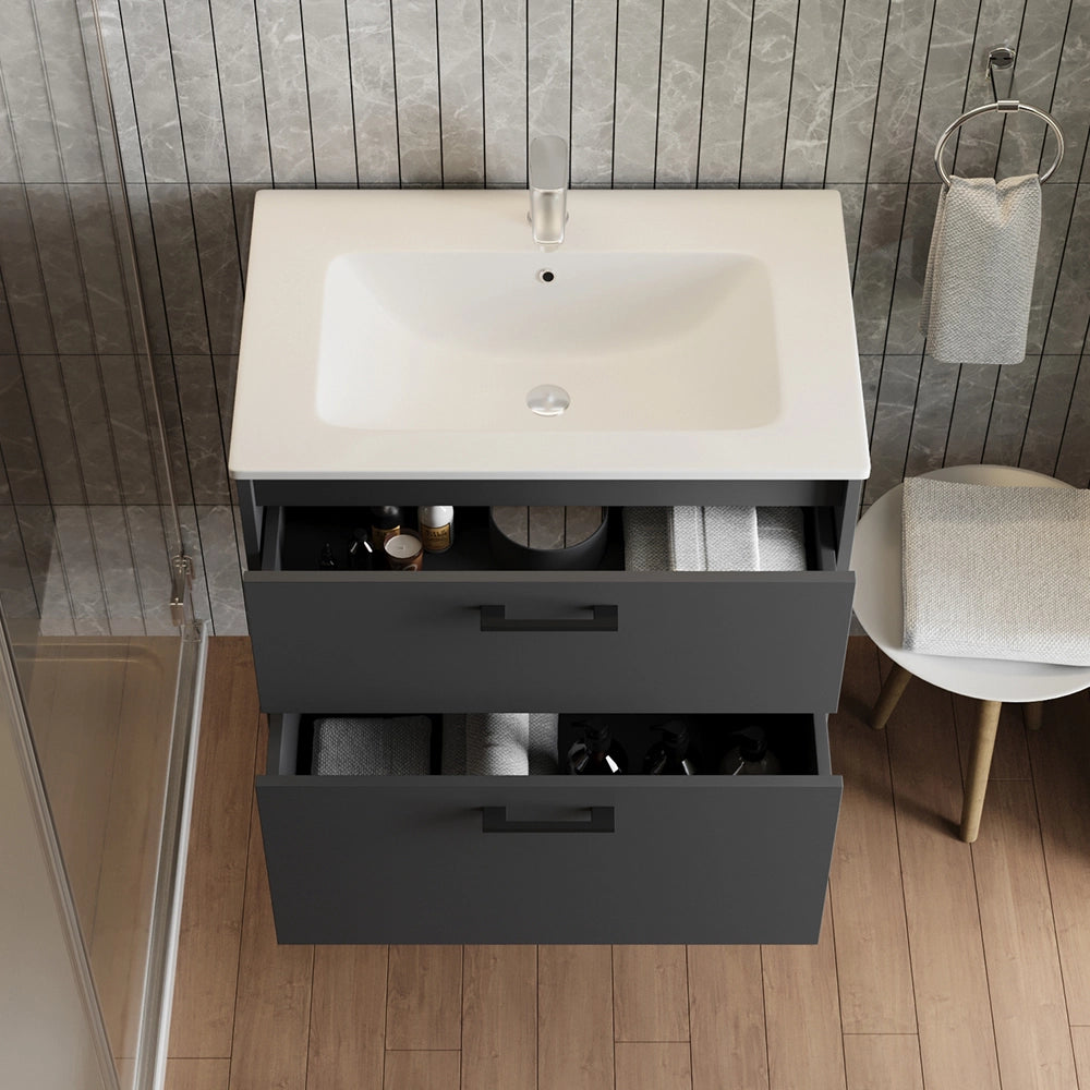 Vicco Set di mobili da bagno Antracite 80 x 61.5 cm con lavabo