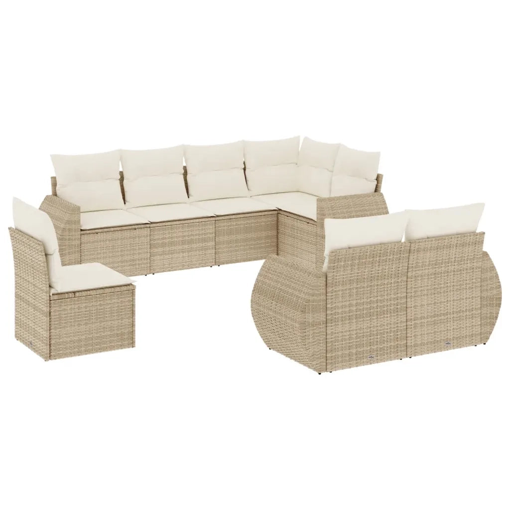 Set Divano da Giardino 8 pz con Cuscini Beige in Polyrattan 3253975