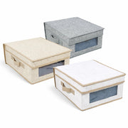 Set 3 Scatole Cambio Stagione TNT Salvaspazio Pieghevoli con Finestra PVC 60x50x30